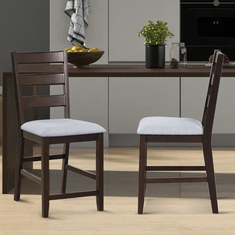 Counter Height Bar Stool Set of 2 - Brown, Rubber Wood