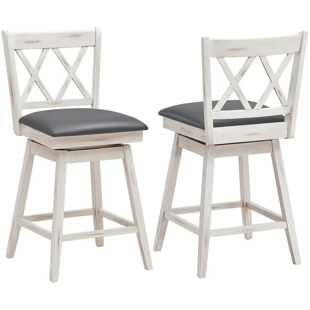 Counter Height Bar Stool Set of 2 - White