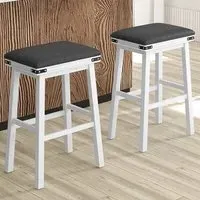 Counter Height Bar Stool Set of 2 - White, Rubber Wood