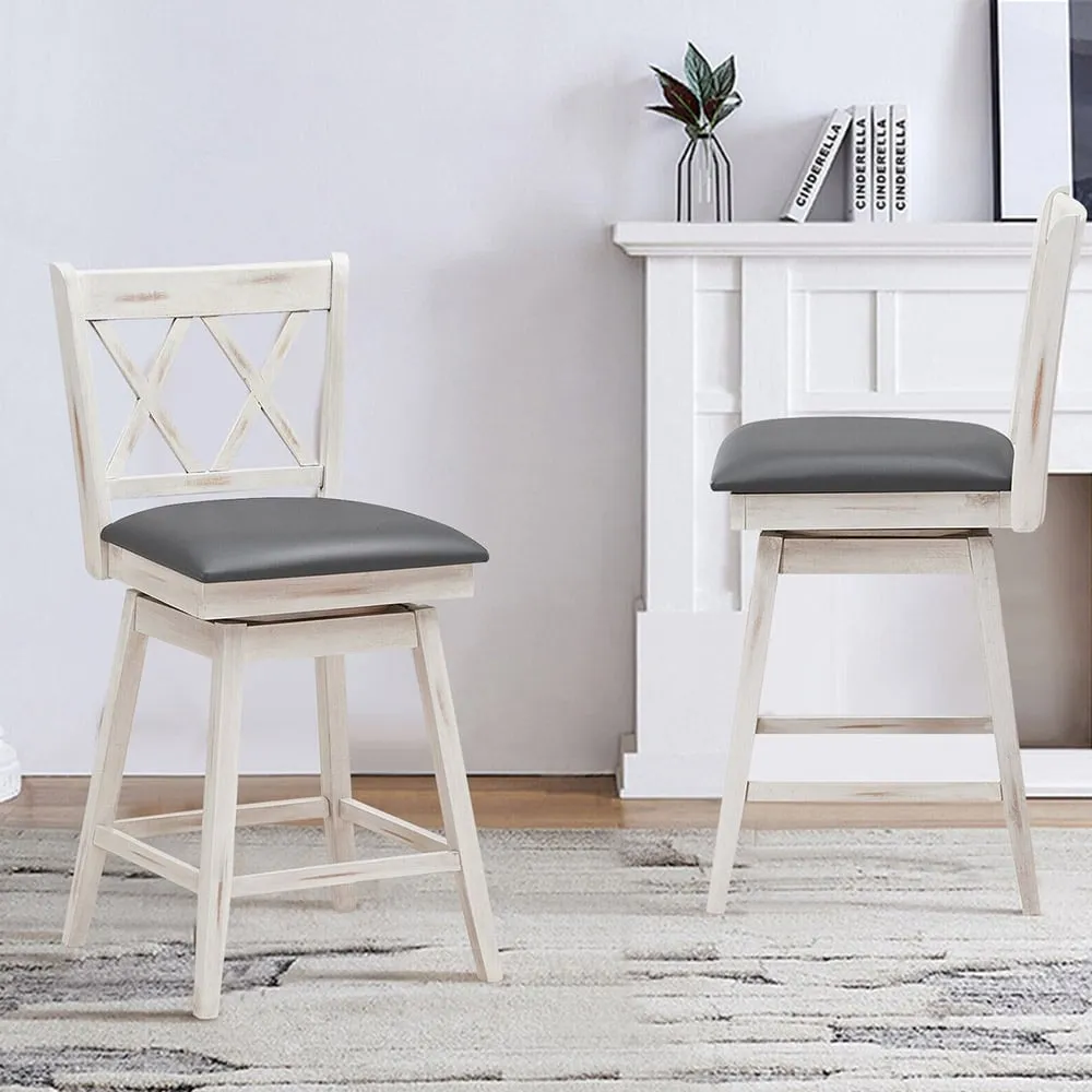 Counter Height Bar Stool Set of 2 - White