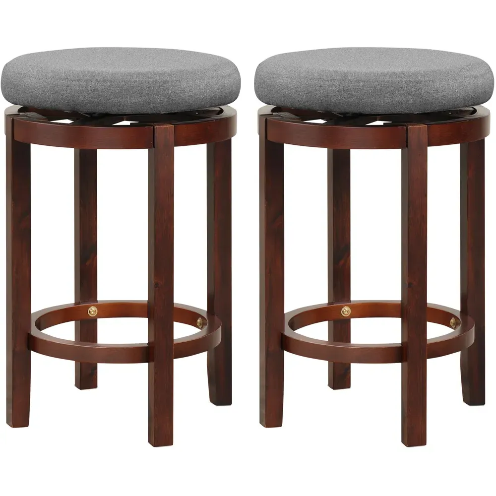 Counter Height Bar Stool Set of 2 with Swivel - Grey, Linen