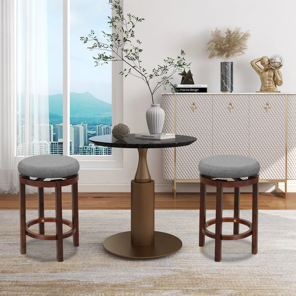 Counter Height Bar Stool Set of 2 with Swivel - Grey, Linen