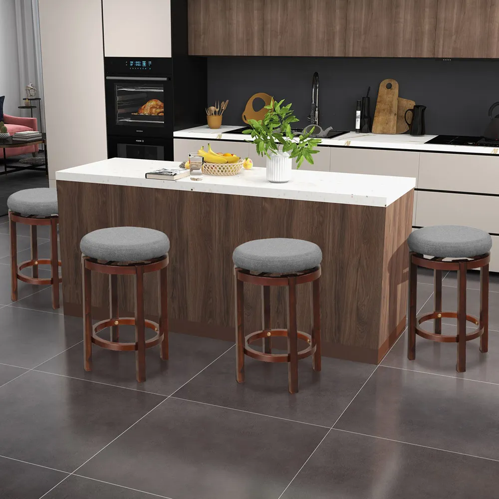 Counter Height Bar Stool Set of 2 with Swivel - Grey, Linen