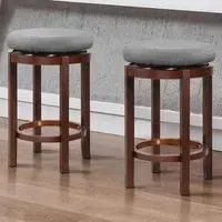 Counter Height Bar Stool Set of 2 with Swivel - Grey, Linen