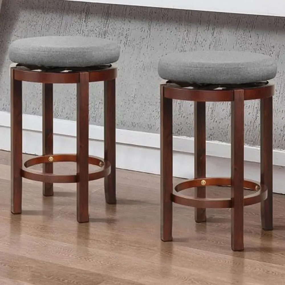 Counter Height Bar Stool Set of 2 with Swivel - Grey, Linen