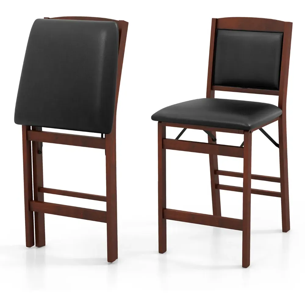 Counter Height Chairs Set of 2 - Brown, Rubber Wood