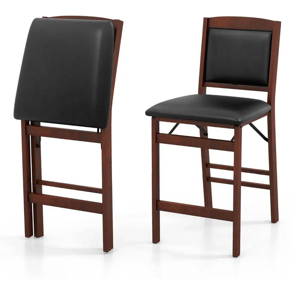 Counter Height Chairs Set of 2 - Brown, Rubber Wood