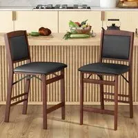 Counter Height Chairs Set of 2 - Brown, Rubber Wood