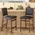 Counter Height Chairs Set of 2 - Brown, Rubber Wood