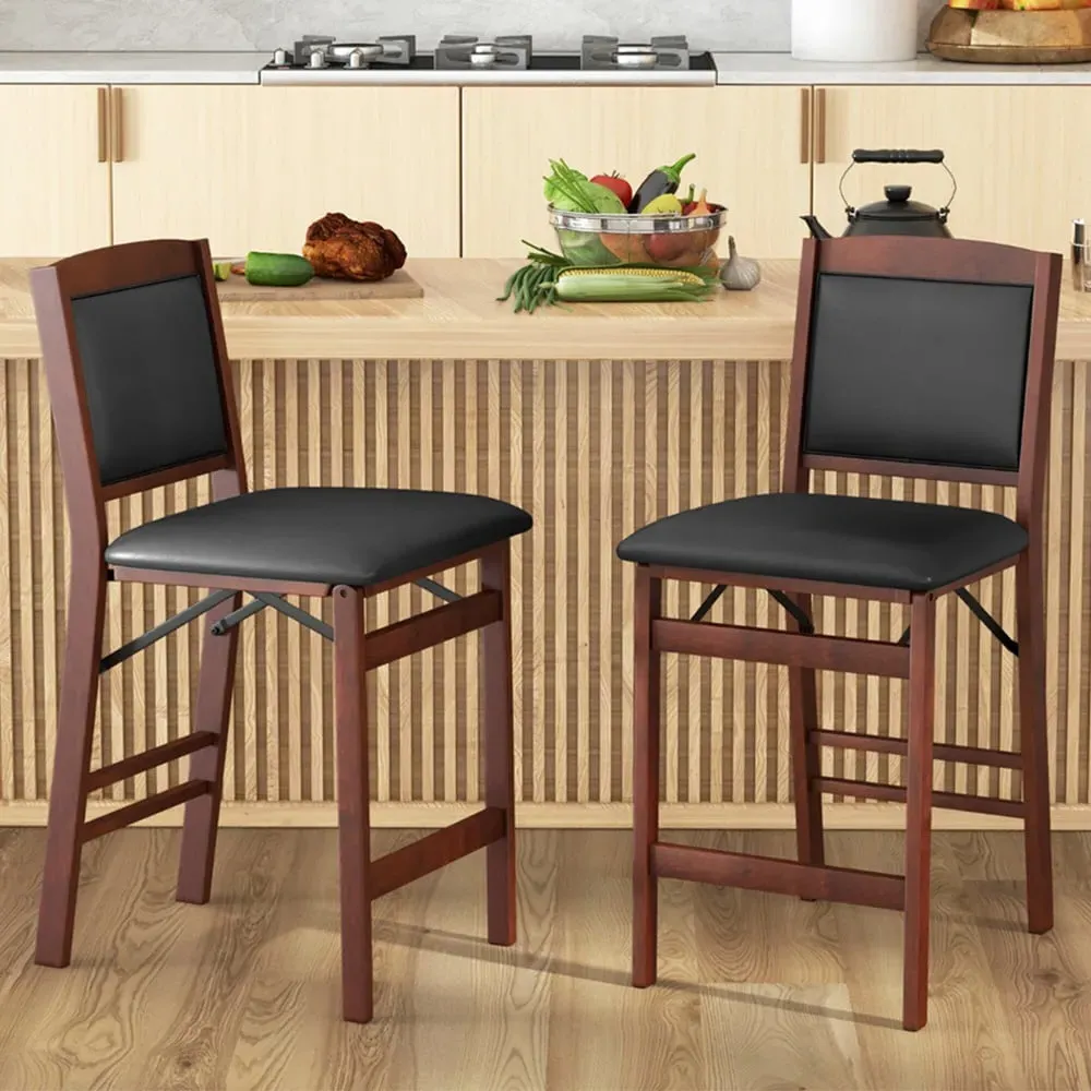 Counter Height Chairs Set of 2 - Brown, Rubber Wood image
