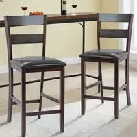 Counter Height Upholstered Bar Stool Set of 2 - Multi, Rubber Wood