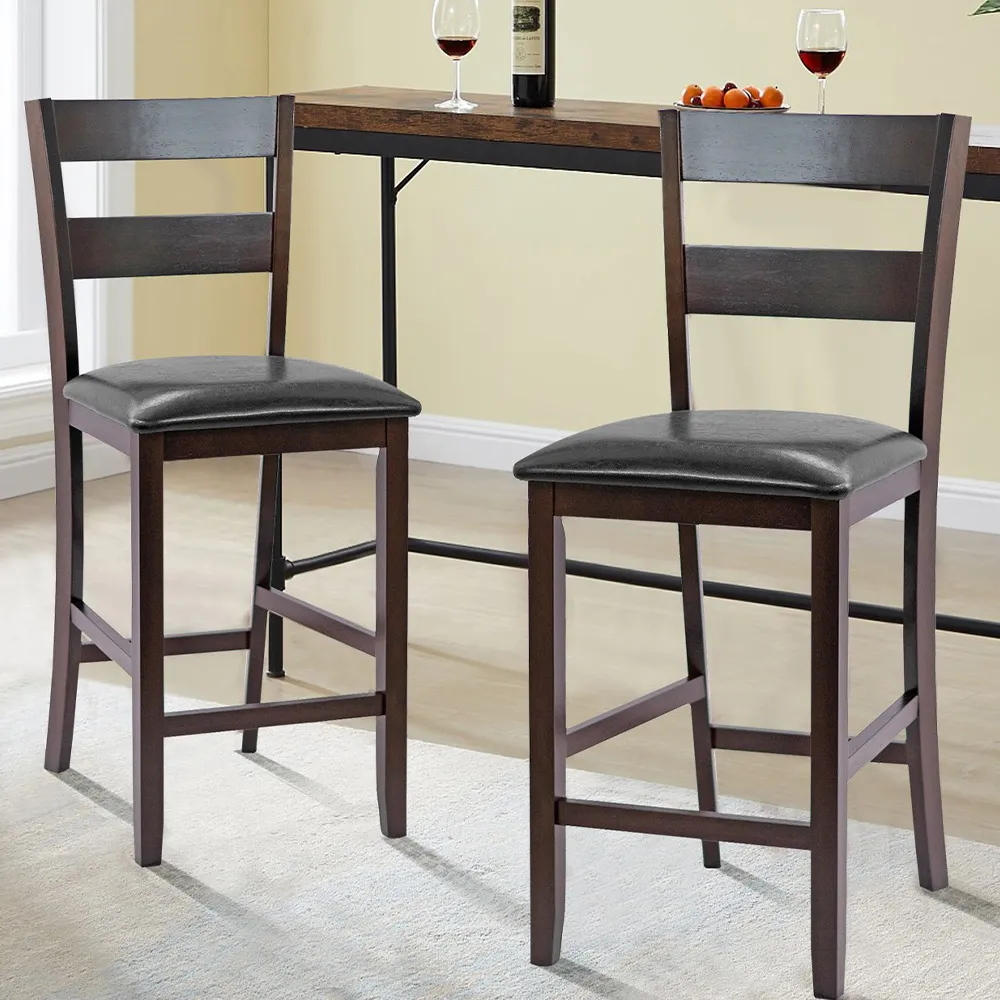 Counter Height Upholstered Bar Stool Set of 2 - Multi, Rubber Wood