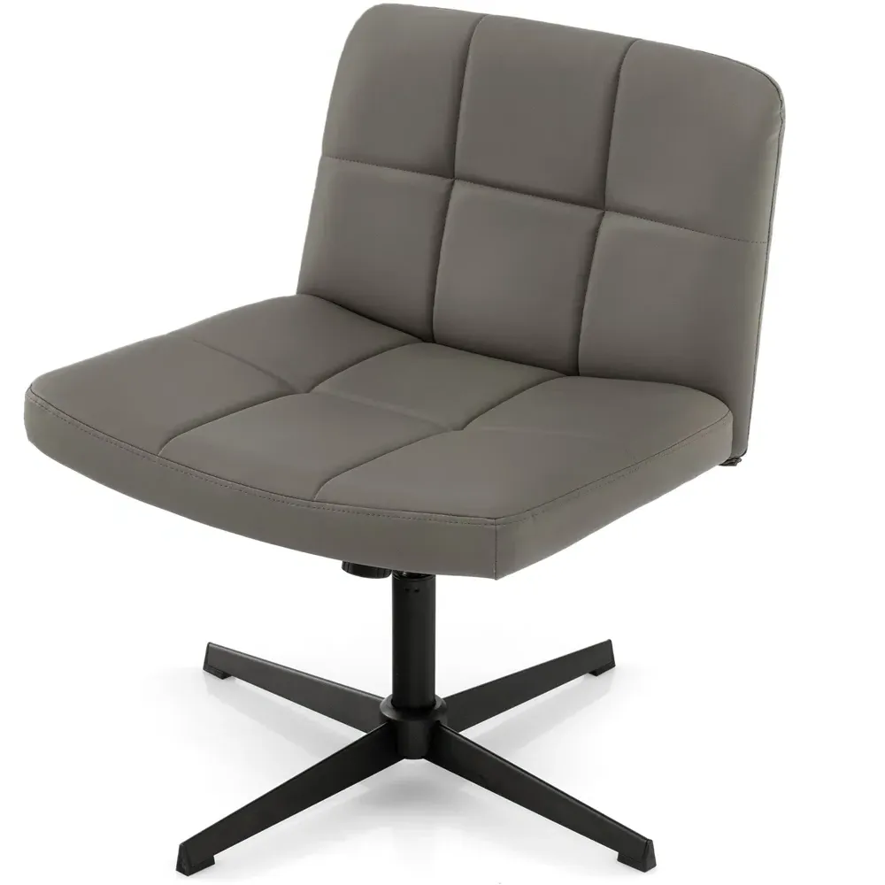 Cross Legged Office Chair - Grey, PU Leather