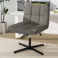 Cross Legged Office Chair - Grey, PU Leather