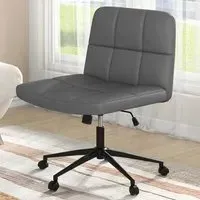 Cross Legged Office Chair - Grey, PU Leather