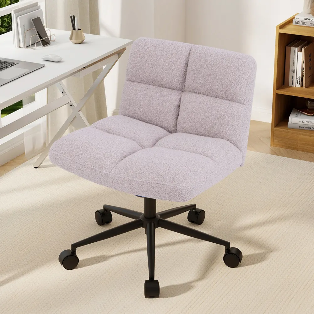 Cross Legged Swivel Chair with Wheels - Grey