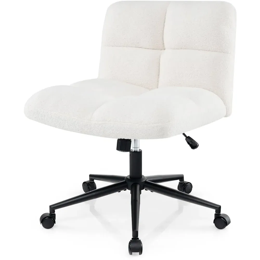 Cross Legged Swivel Office Chair with Rocking - Beige