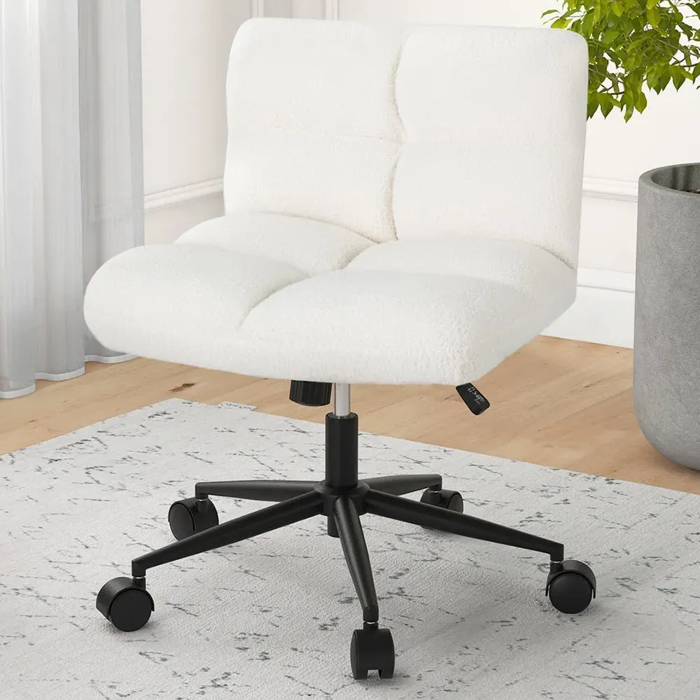 Cross Legged Swivel Office Chair with Rocking - Beige image