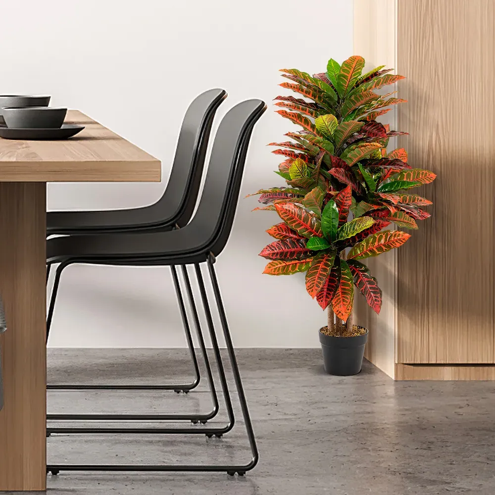 Croton Palm Artificial Plant In Pot 3ft - Multi