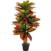 Croton Palm Artificial Plant In Pot 3ft - Multi