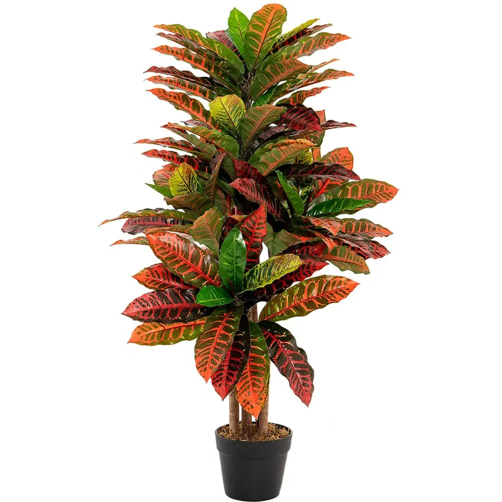 Croton Palm Artificial Plant In Pot 3ft - Multi