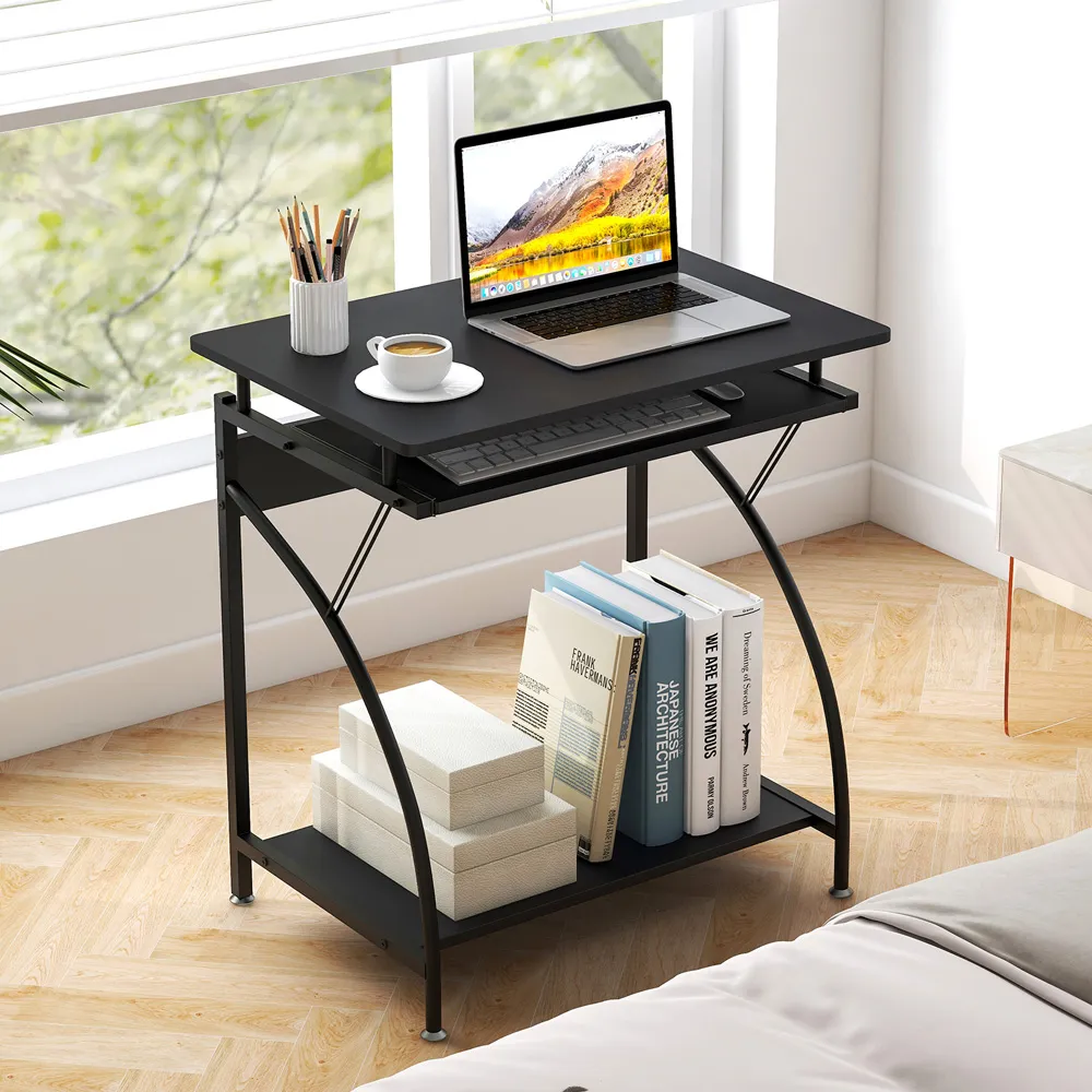 Desk with Keyboard Tray - Black