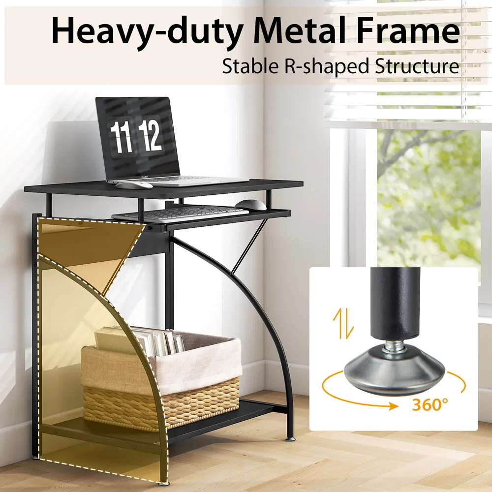 Desk with Keyboard Tray - Black