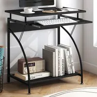 Desk with Keyboard Tray - Black