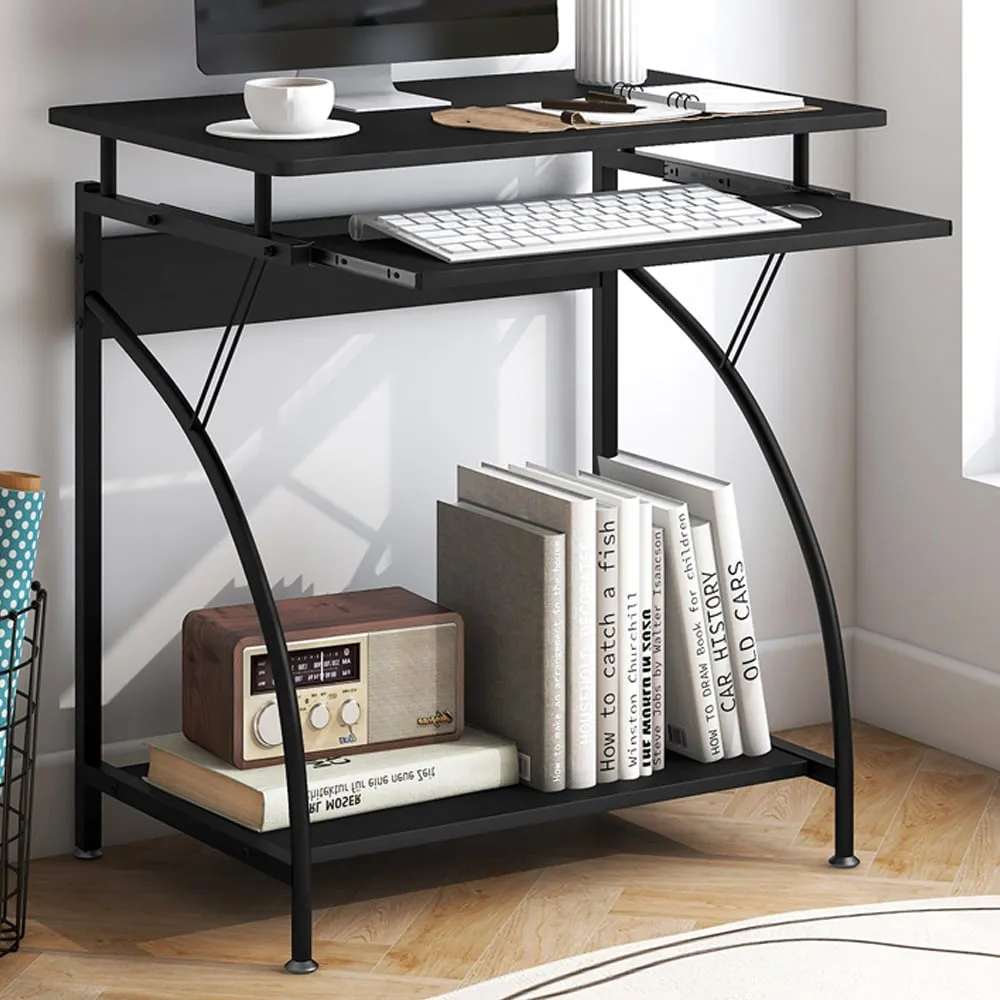 Desk with Keyboard Tray - Black