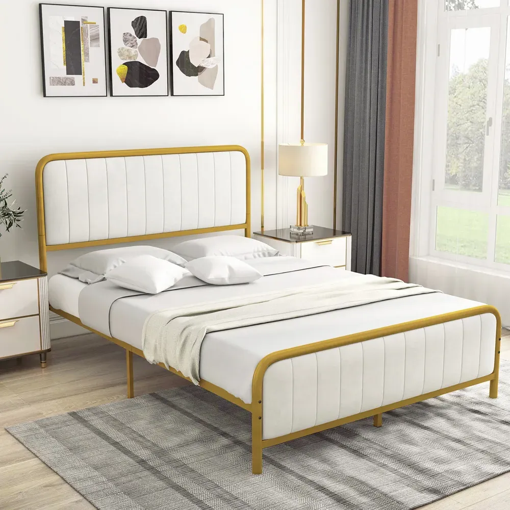 Double Bed Frame - Mustard, Metal