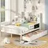 Double Bed Frame with Storage - White, Solid Wood