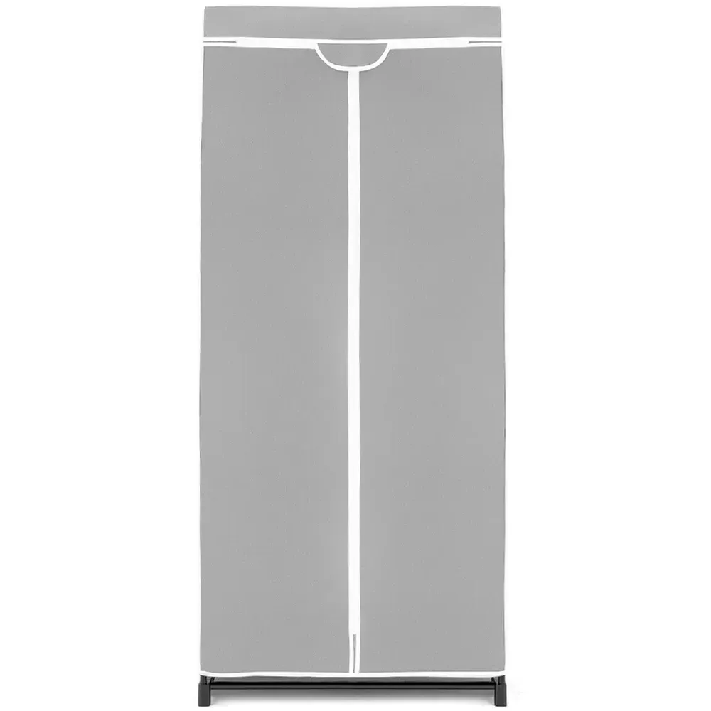 Double Canvas Wardrobe with Dust Proof Cover - Grey