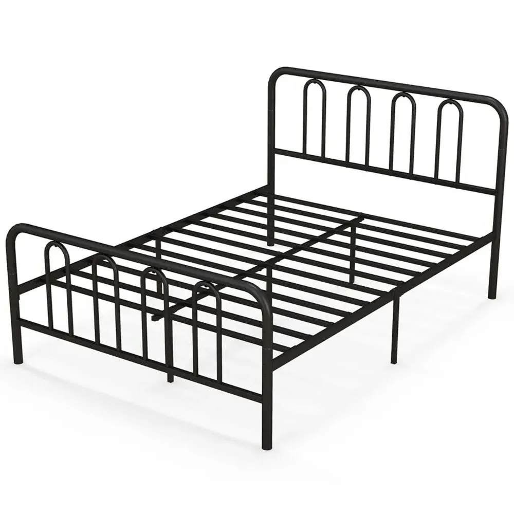 Double Metal Bed Frame with Headboard and Footboard