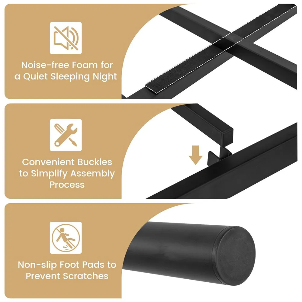 Double Metal Bed Frame with Headboard and Footboard