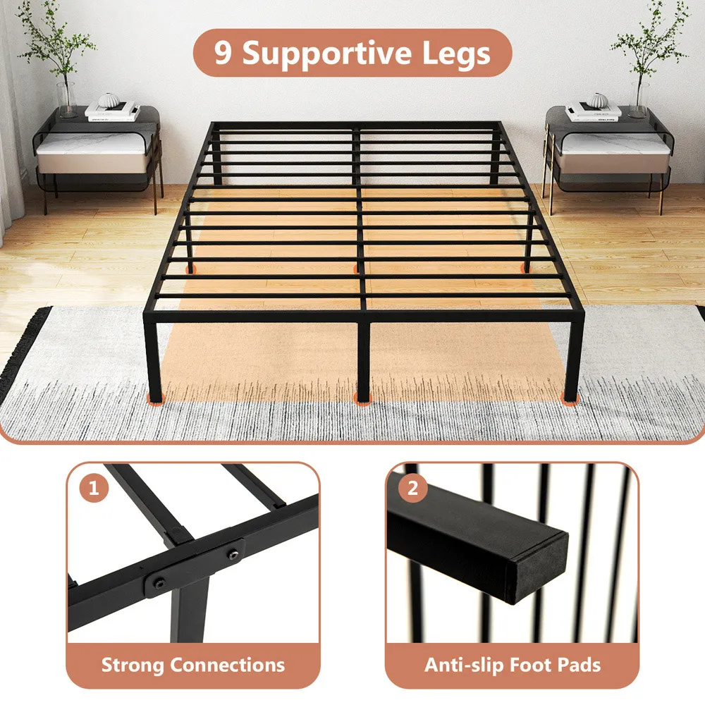 Double Metal Platform Bed Frame - Black