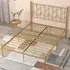 Double Metal Platform Bed Frame with Headboard - Gold