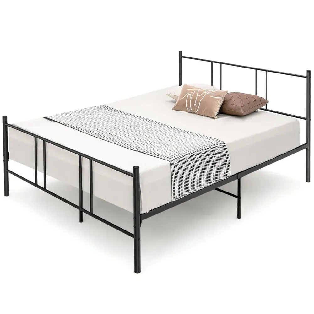 Double Slatted Bed Frame - Black, Metal
