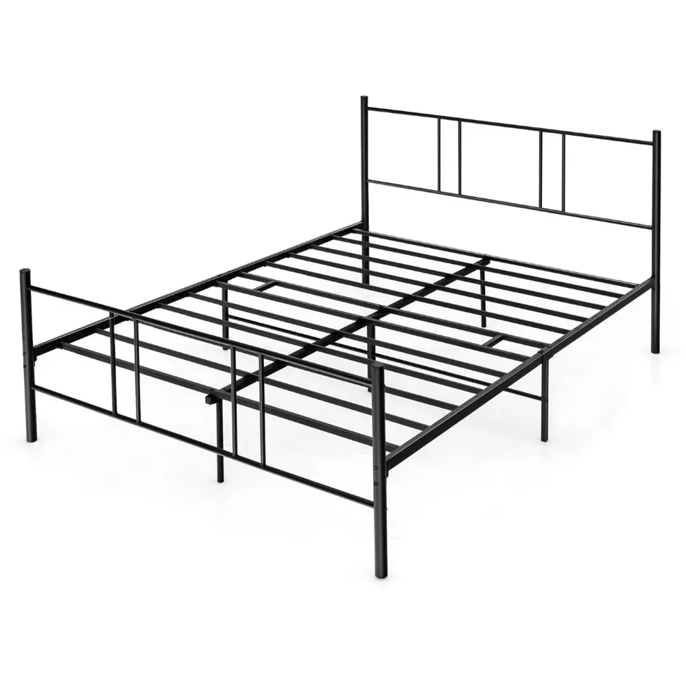 Double Slatted Bed Frame - Black, Metal