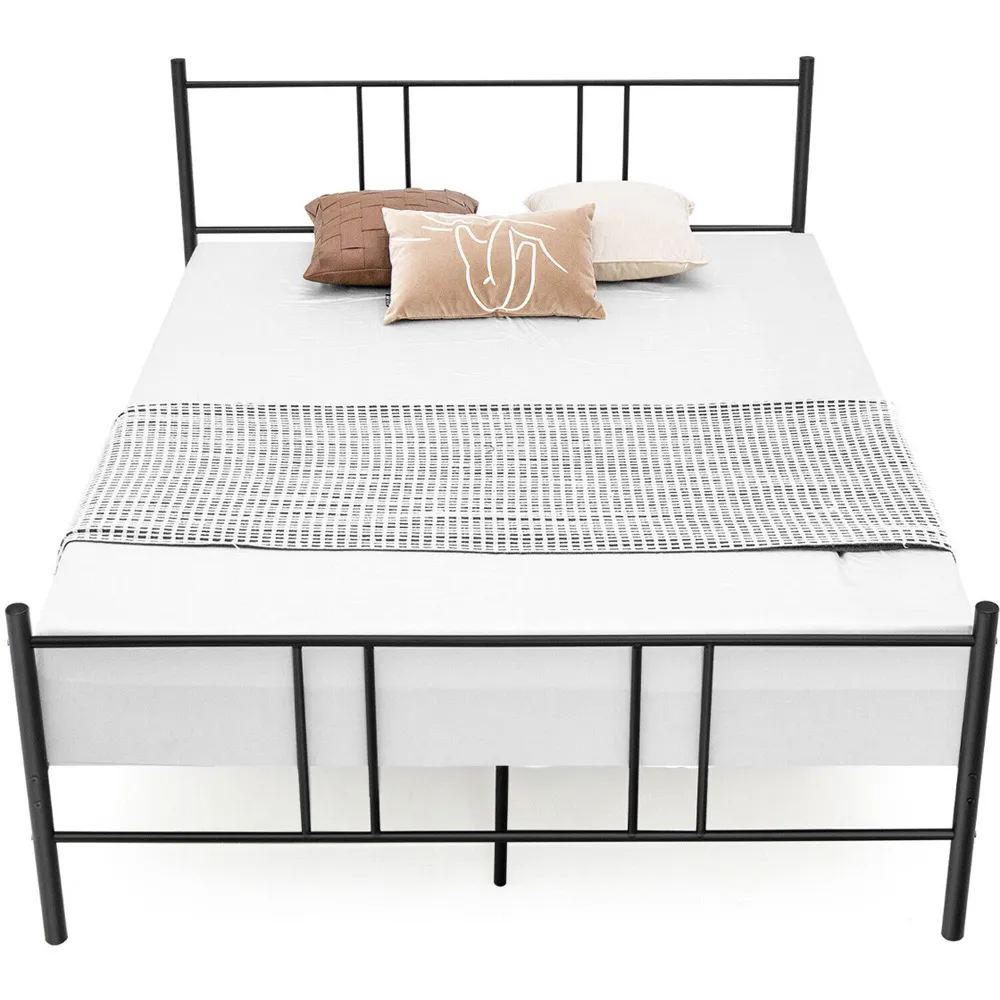 Double Slatted Bed Frame - Black, Metal