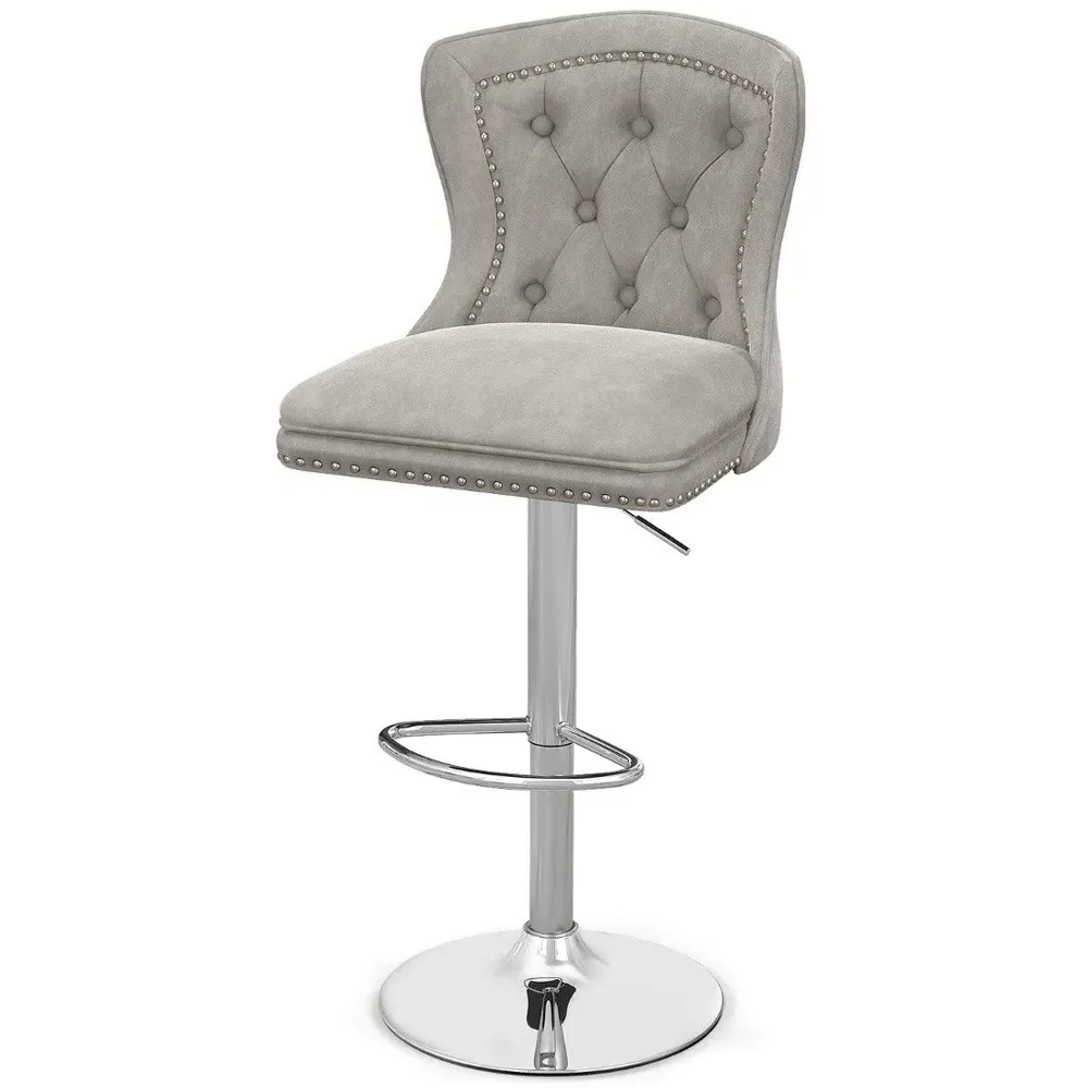 Dutch Velvet Bar Stool - Grey