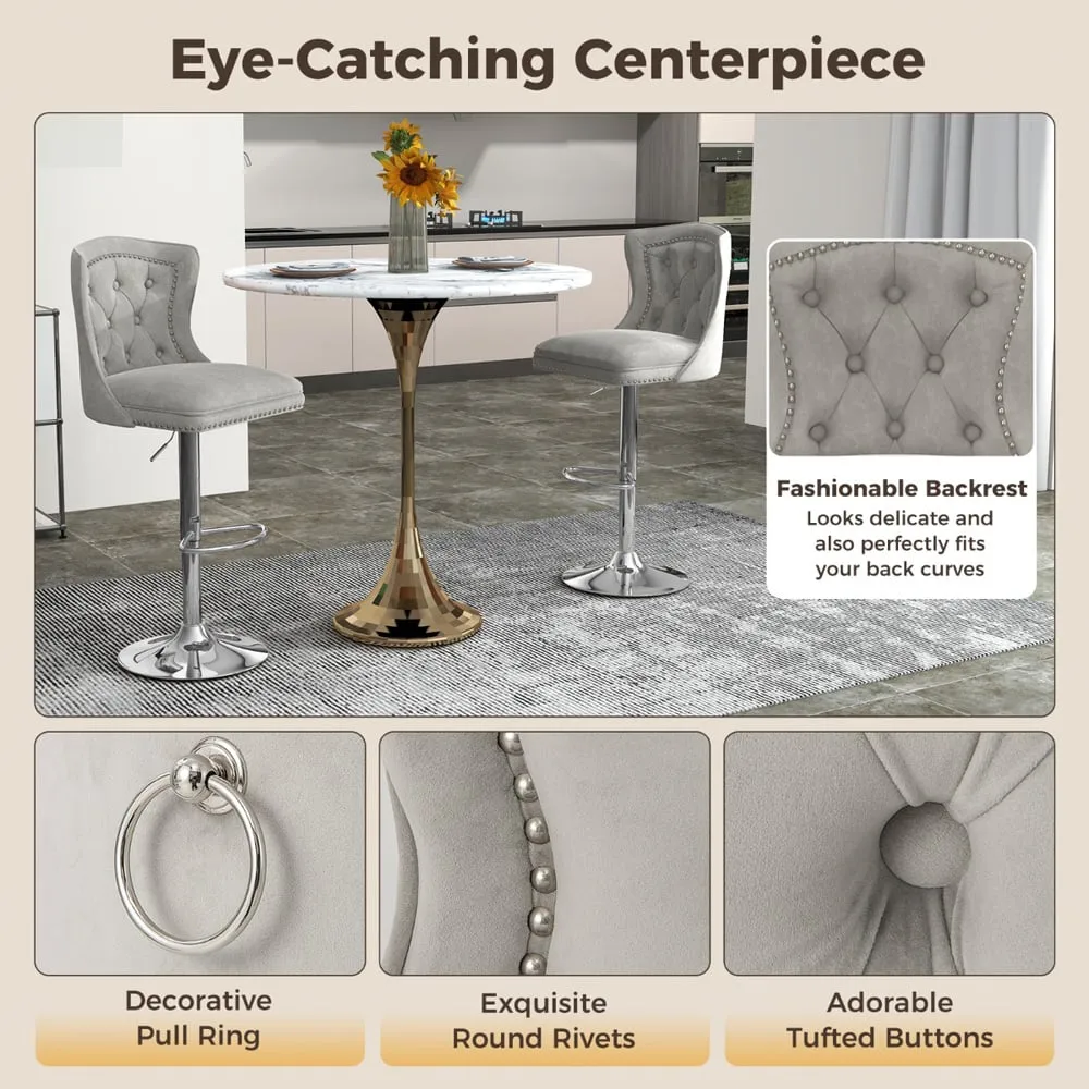 Dutch Velvet Bar Stool - Grey