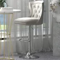 Dutch Velvet Bar Stool - Grey