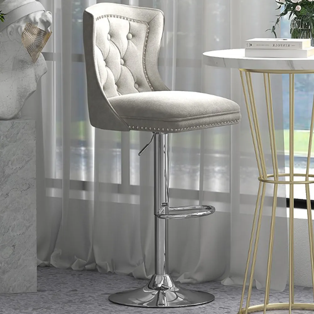 Dutch Velvet Bar Stool - Grey image