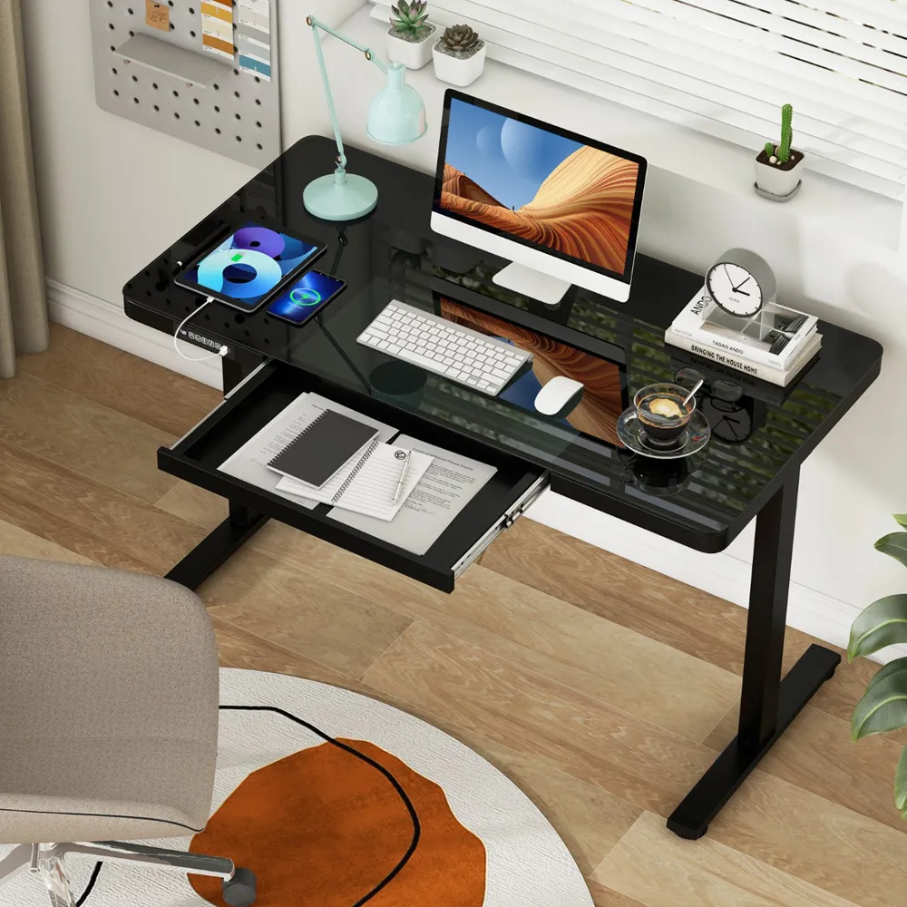 Electric Adjustable Stand Up Computer Desk - Black
