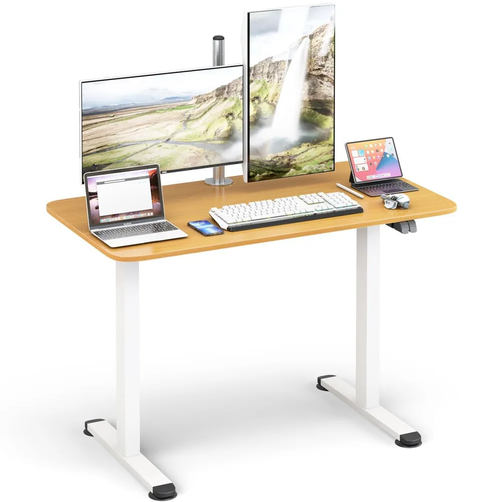 Electric Height Adjustable Standing Desk with Controller - Cream