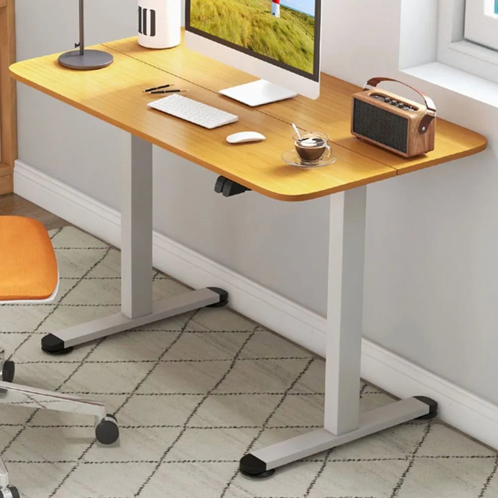 Electric Height Adjustable Standing Desk with Controller - Cream image