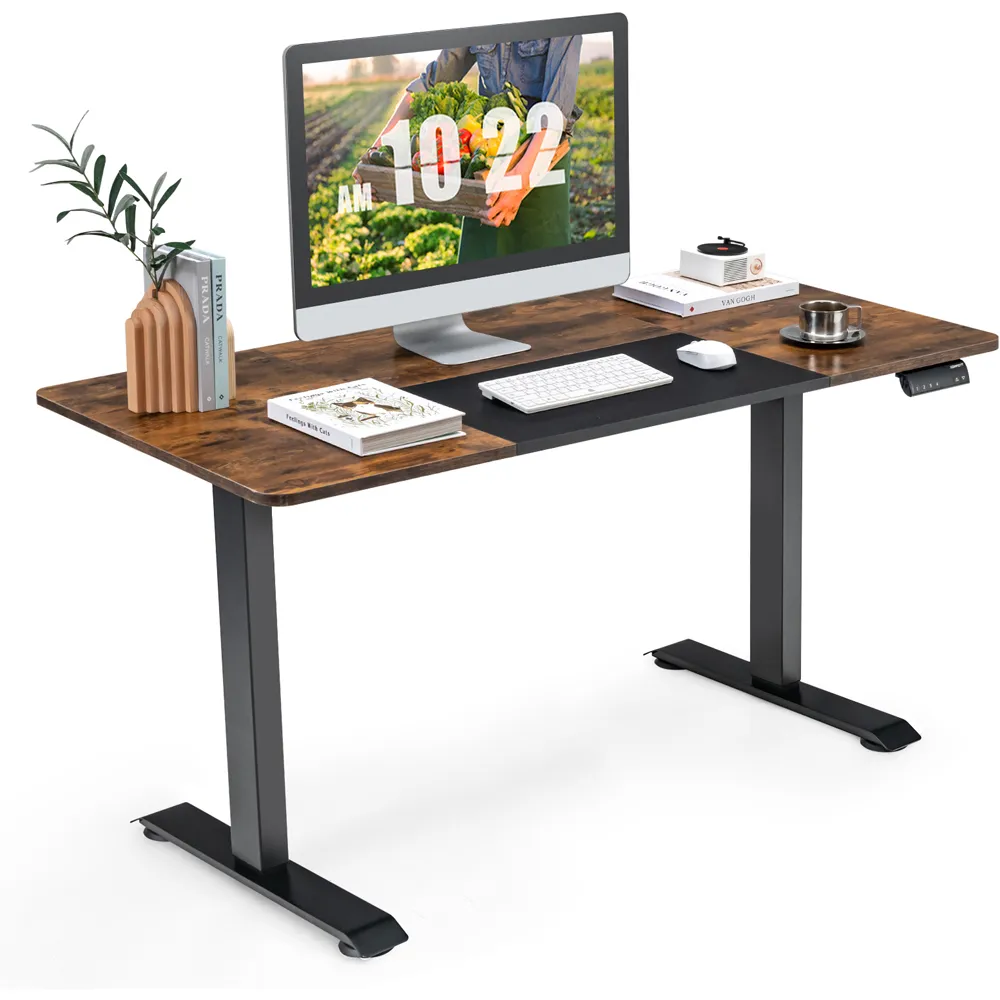 Electric Height Adjustable Standing Desk with Memory - Brown