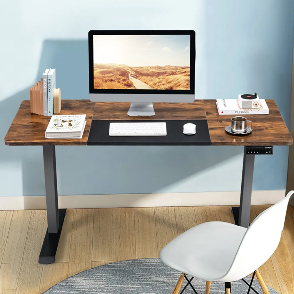 Electric Height Adjustable Standing Desk with Memory - Brown
