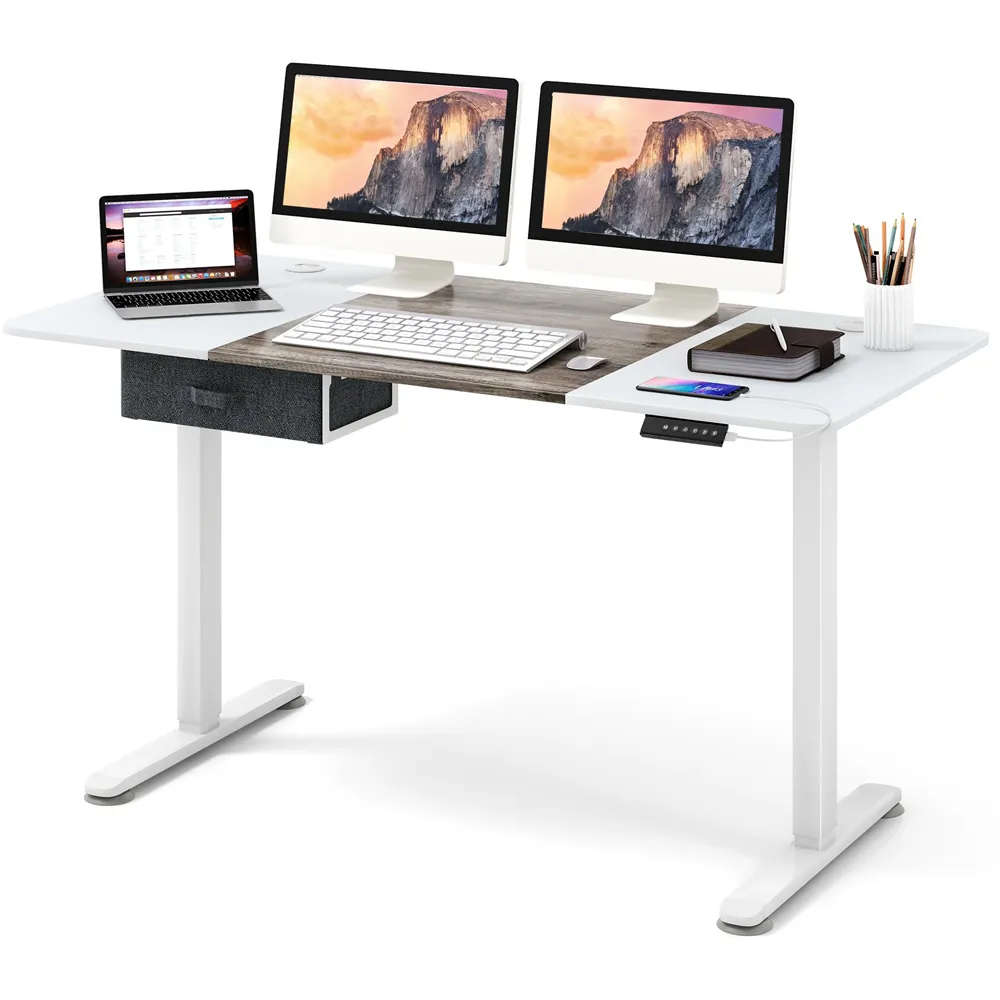 Electric Height Adjustable Standing Desk with USB Port - Grey