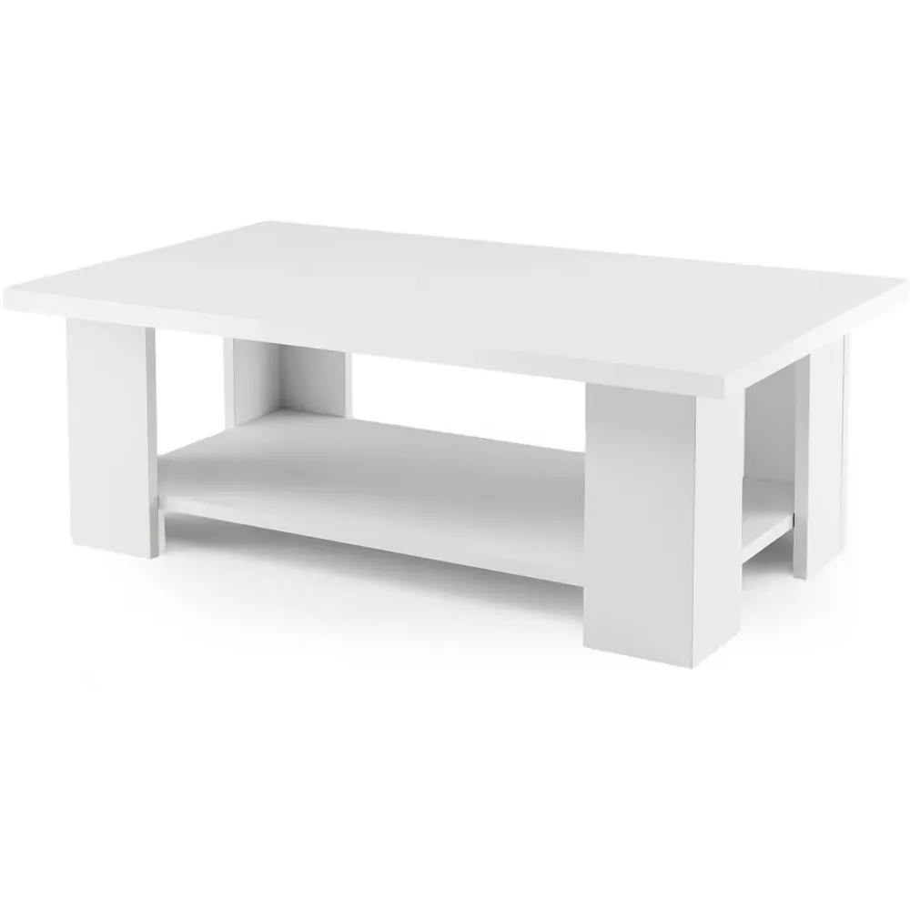 Engineered Wood Coffee Table with Storage - White